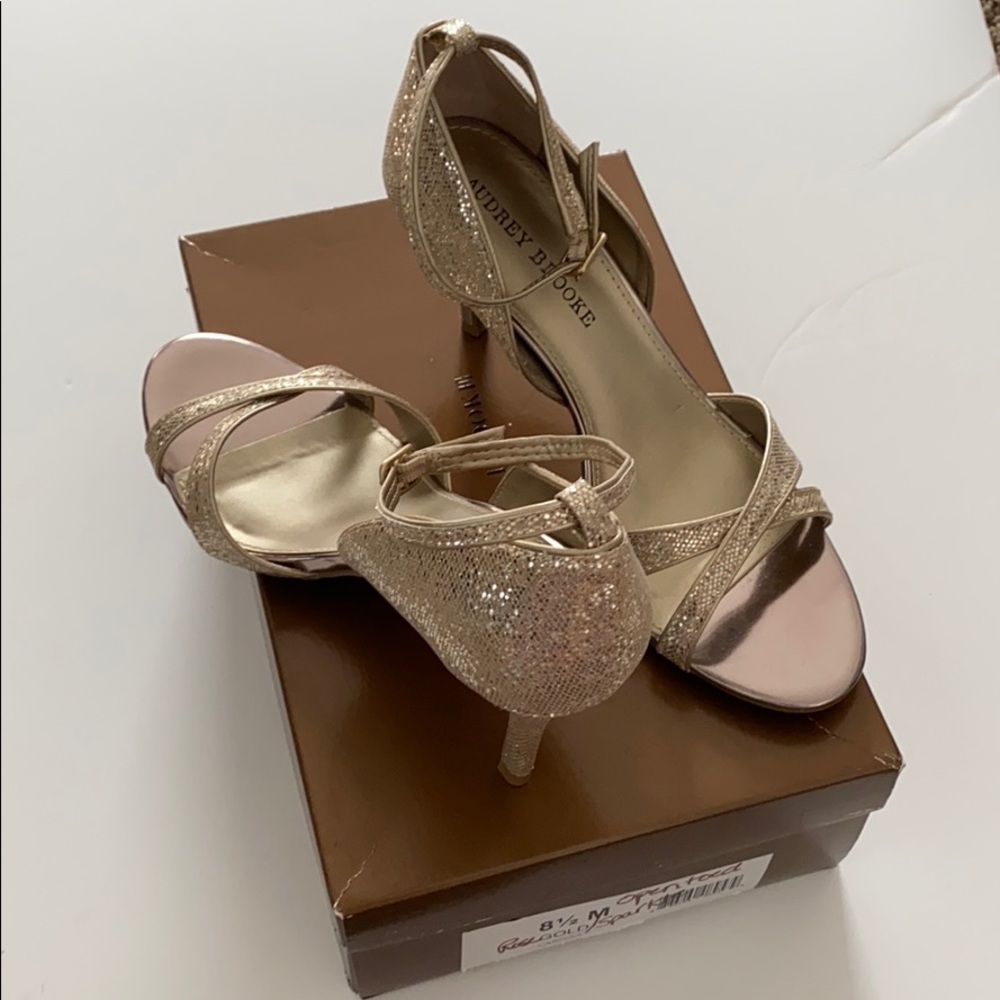 NEW Rose Gold strappy heels Audrey Brooke
